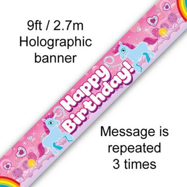EUROWRAP SPACE THEMED HAPPY BIRTHDAY FOIL BANNER 2.6M BLUE 