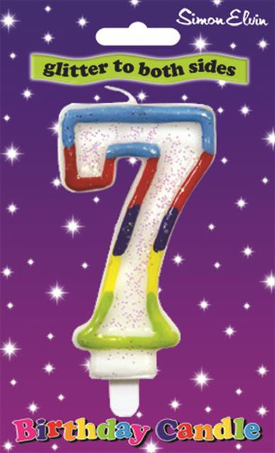 16th BIRTHDAY NUMBER GLITTER CANDLE AGE 16 MULTICOLOURED SIMON ELVIN TOPPER
