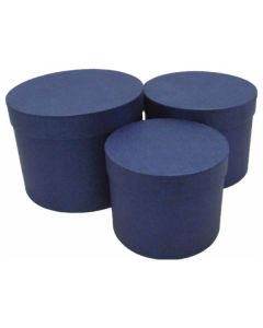 Set of 3 Round Flower Boxes Blue