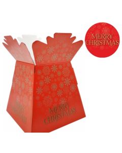 Bouquet Box Glossy Merry Christmas Snowflakes Red/Gold Box of 30