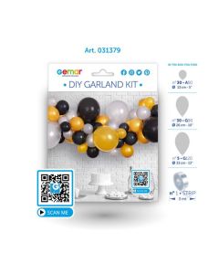 Black, Silver & Gold DIY Latex Balloon Garland Kit