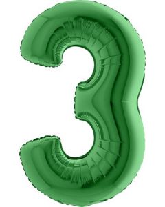 Number 3 Green 40" Foil Balloon - 033GR-P