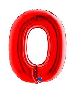 40" Red Number 0 Foil Balloon Grabo