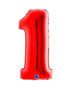 40" Red Number 1 Foil Balloon Grabo