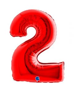 40" Red Number 2 Foil Balloon Grabo