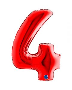 40" Red Number 4 Foil Balloon Grabo