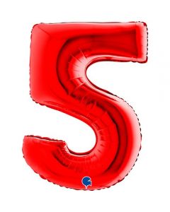 40" Red Number 5 Foil Balloon Grabo