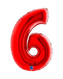 40" Red Number 6 Foil Balloon Grabo