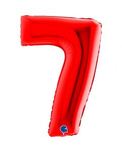 40" Red Number 7 Foil Balloon Grabo