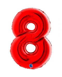 40" Red Number 8 Foil Balloon Grabo
