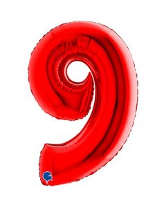 40" Red Number 9 Foil Balloon Grabo