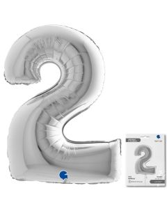 40" Silver Number 2 Foil Balloon Grabo