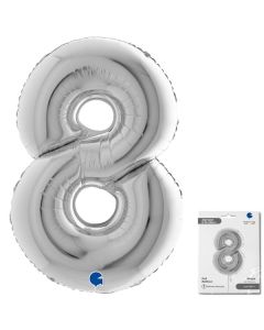 40" Silver Number 8 Foil Balloon Grabo