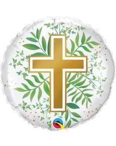18" Golden Cross & Greenery Qualatex