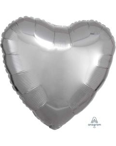 17" Metallic Silver Heart Foil Balloon Anagram