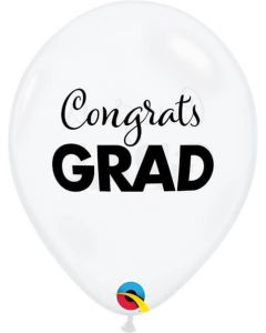 11" Congrats Grad Clear Latex Balloons Pk25 Qualatex