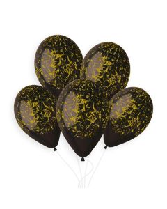 13" Black & Gold Marble Latex Balloons Pk50 Gemar