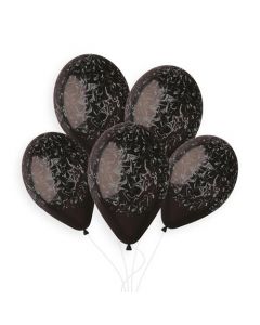 13" Black & Silver Marble Latex Balloons Pk50 Gemar