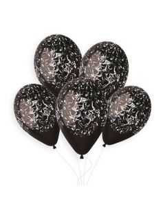 13" Black & White Marble Latex Balloons Pk50 Gemar