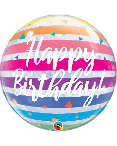 22" Rainbow Stripes Birthday Bubble Qualatex