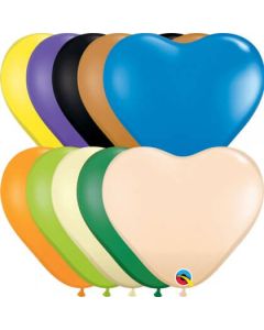 6" Opaque Heart Assorted Latex Balloons 100pk Qualatex
