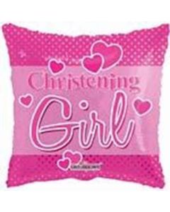 18" Pink Christening Square Foil Kaleidoscope