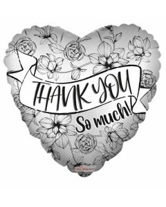 18" Thank You So Much Heart Foil Balloon