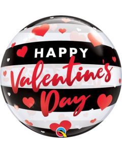 22" Happy Valentine's Day Black Stripes Buble
