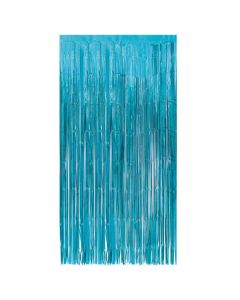 Baby Blue Foil Fringe Door Curtain Unique