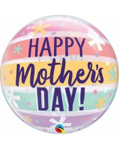 22" Happy Mother's Day Pastel Stripes Bubble
