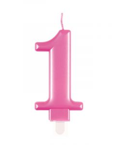 9cm Met Pink Number Candles 1 Unique