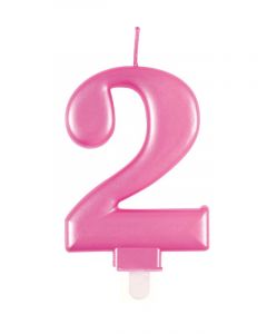 9cm Met Pink Number Candles 2 Unique