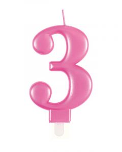 9cm Met Pink Number Candles 3 Unique