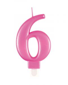 9cm Met Pink Number Candles 6 Unique