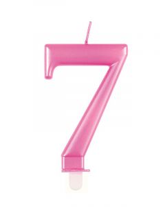 9cm Met Pink Number Candles 7 Unique