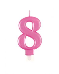 9cm Met Pink Number Candles 8 Unique