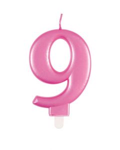 9cm Met Pink Number Candles 9 Unique