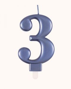 9cm Met Blue Number Candles 3 Unique
