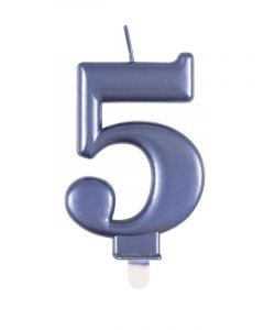 9cm Met Blue Number Candles 5 Unique