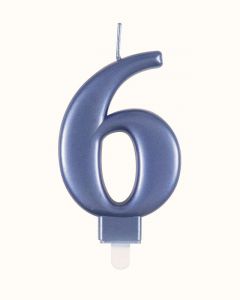 9cm Met Blue Number Candles 6 Unique