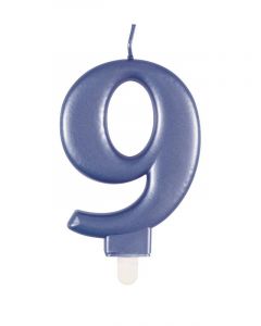 9cm Met Blue Number Candles 9 Unique