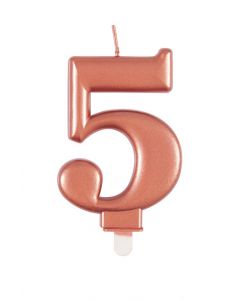 9cm Met Rose Gold Number Candles 5 Unique