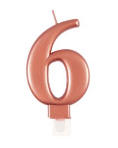 9cm Met Rose Gold Number Candles 6 Unique