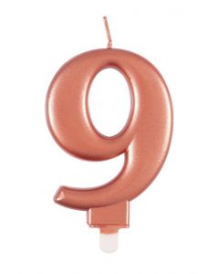 9cm Met Rose Gold Number Candles 9 Unique