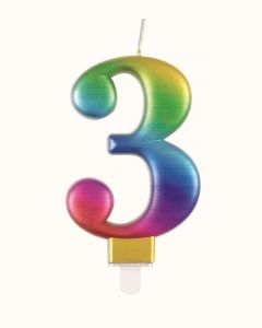 9cm Met Rainbow Number Candles 3 Unique