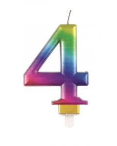 9cm Met Rainbow Number Candles 4 Unique