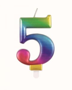 9cm Met Rainbow Number Candles 5 Unique