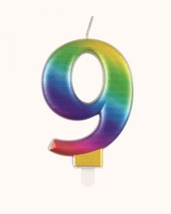 9cm Met Rainbow Number Candles 9 Unique