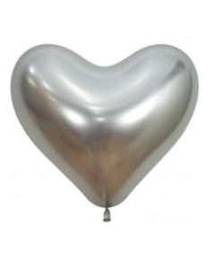 14" Reflex Silver Heart Latex 50pk Sempertex