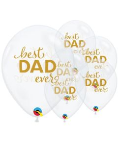 11" Best Dad Ever Clear Latex Balloons Pk25 Qualatex